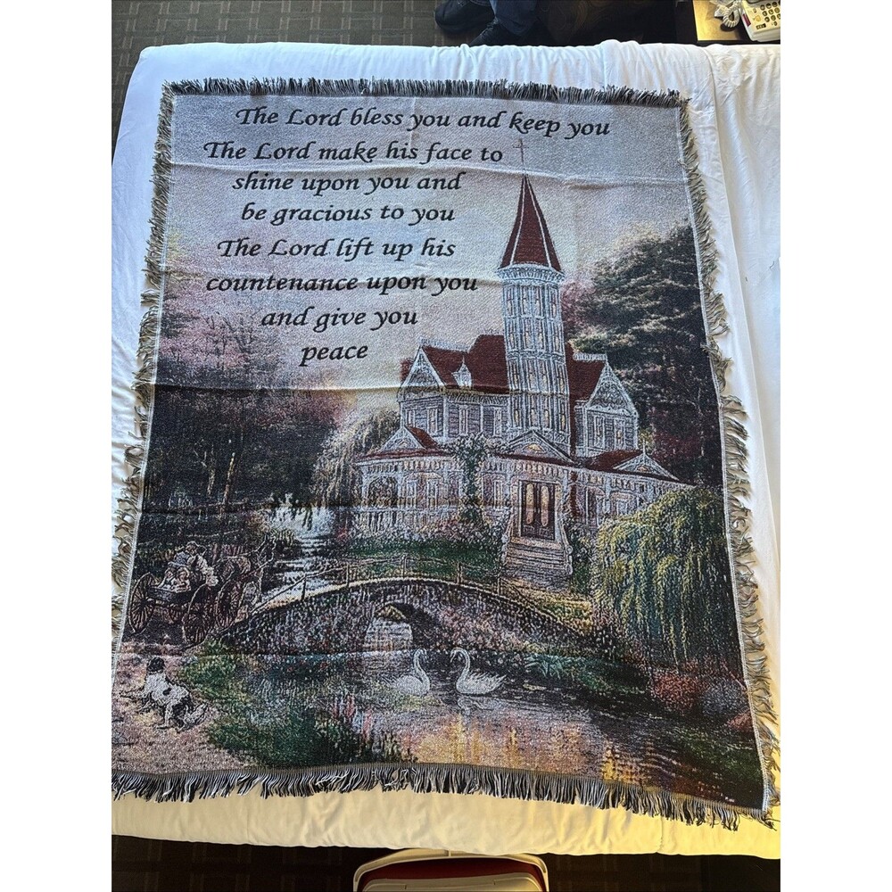 The Lord Bless And Keep You Tapestry Throw Blanket 48”x 60” New In Package